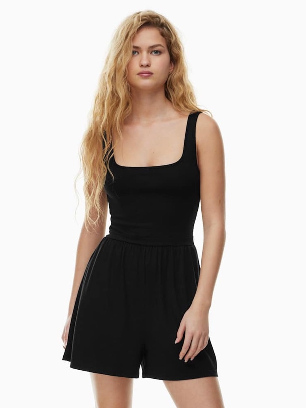 Wilfred Aritzia Market Romper Black XL Square Neck Wide Leg